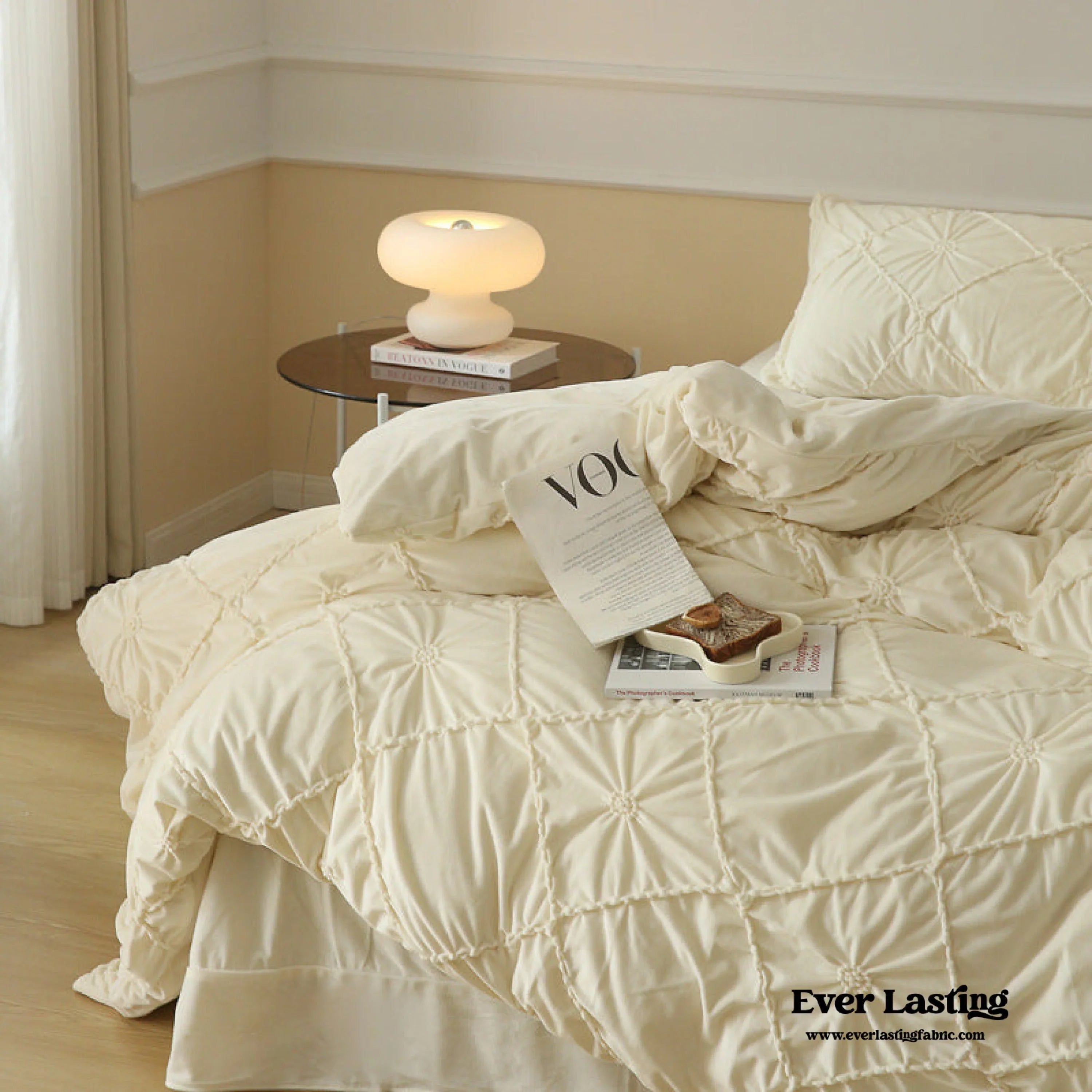 Boho Braided Velvet Bedding Set / White Ever Lasting