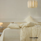Boho Braided Velvet Bedding Set / White Ever Lasting