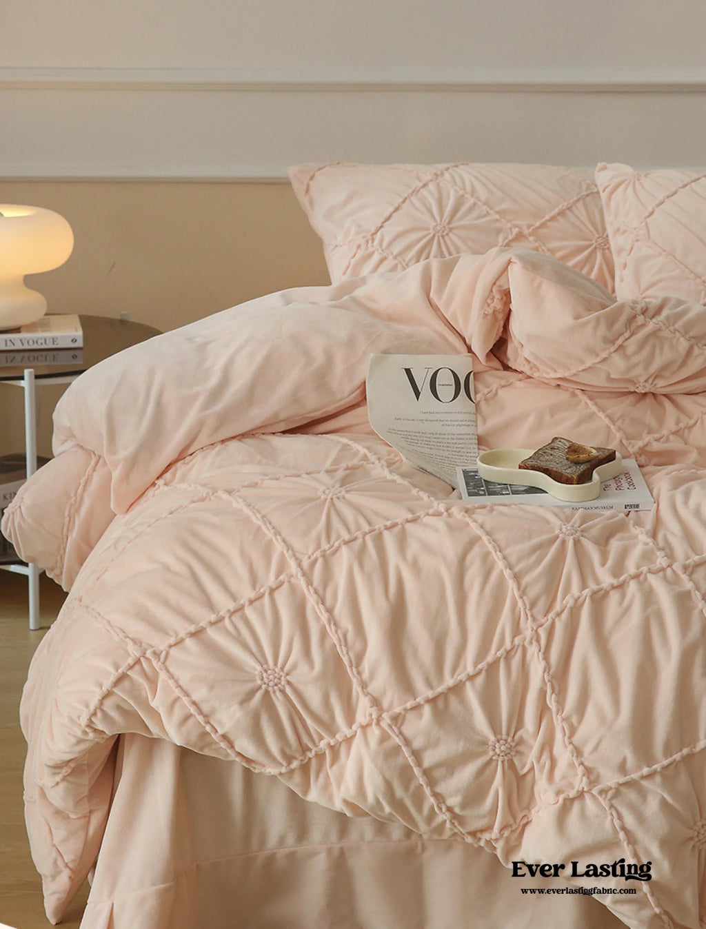 Boho Braided Velvet Bedding Set / White Ever Lasting