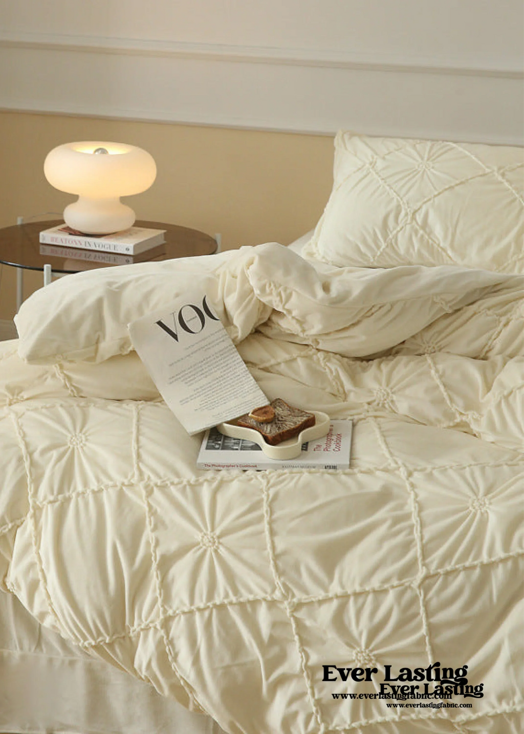 Boho Braided Velvet Bedding Set / White Ever Lasting