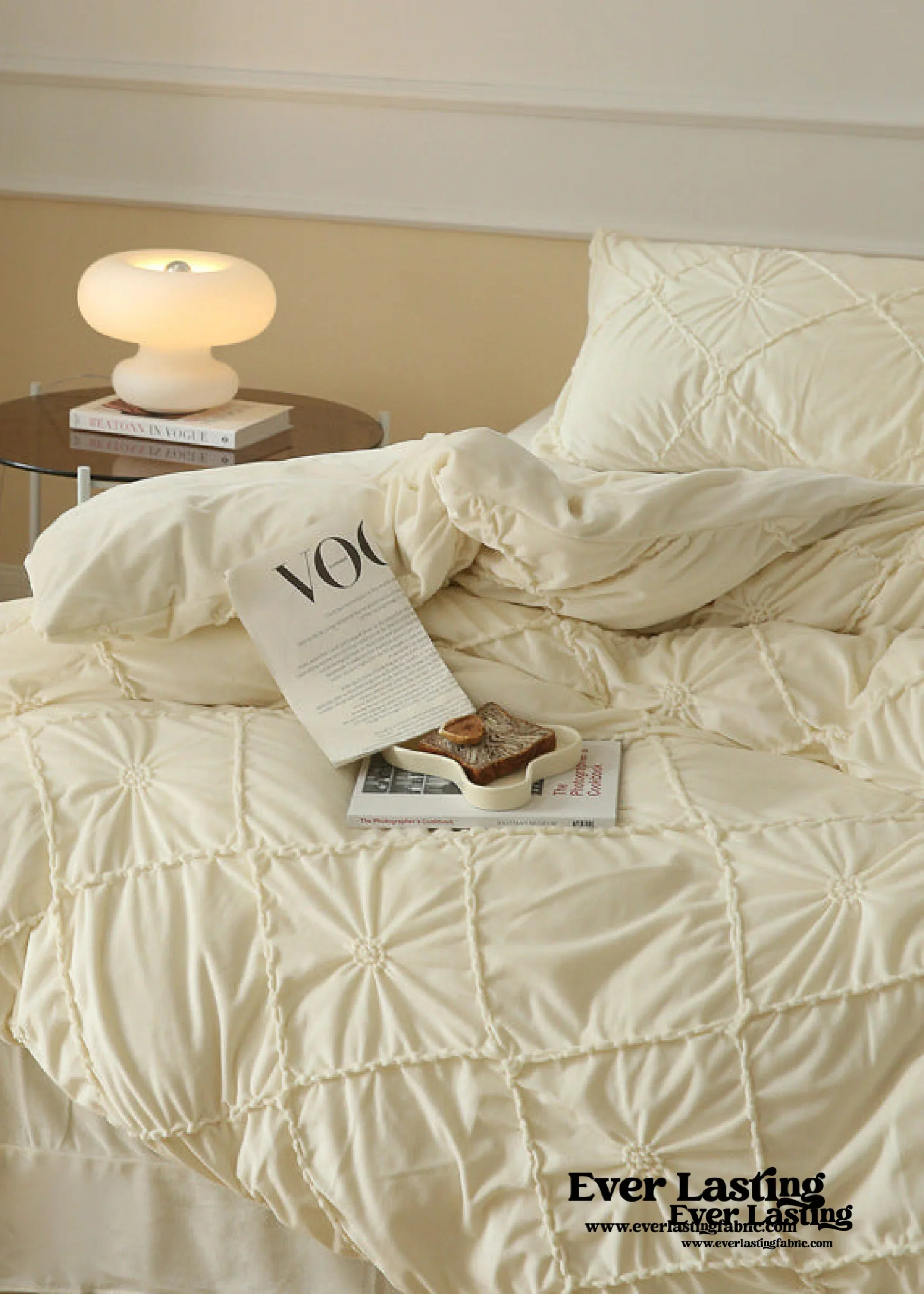 Boho Braided Velvet Bedding Set / White Ever Lasting
