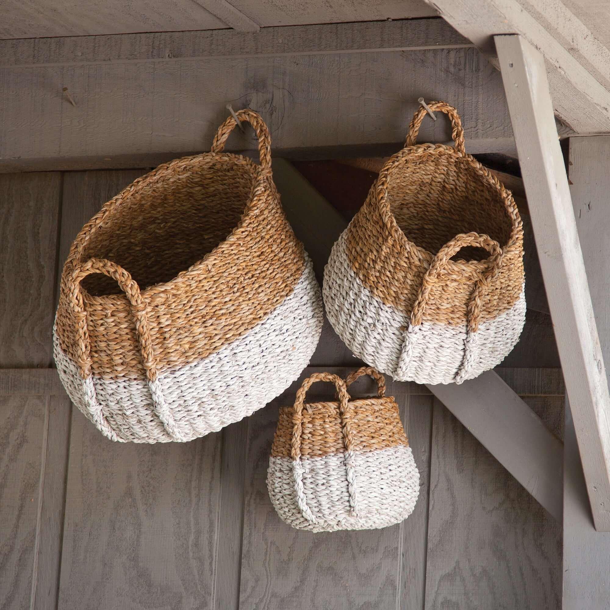 Boho Coastal Storage Baskets with Handles (set of 3), detail shot - House Of Avana
