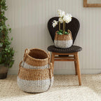 Boho Coastal Storage Baskets with Handles (set of 3), side view - House Of Avana
