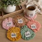Pastel Braided Tassel Coasters