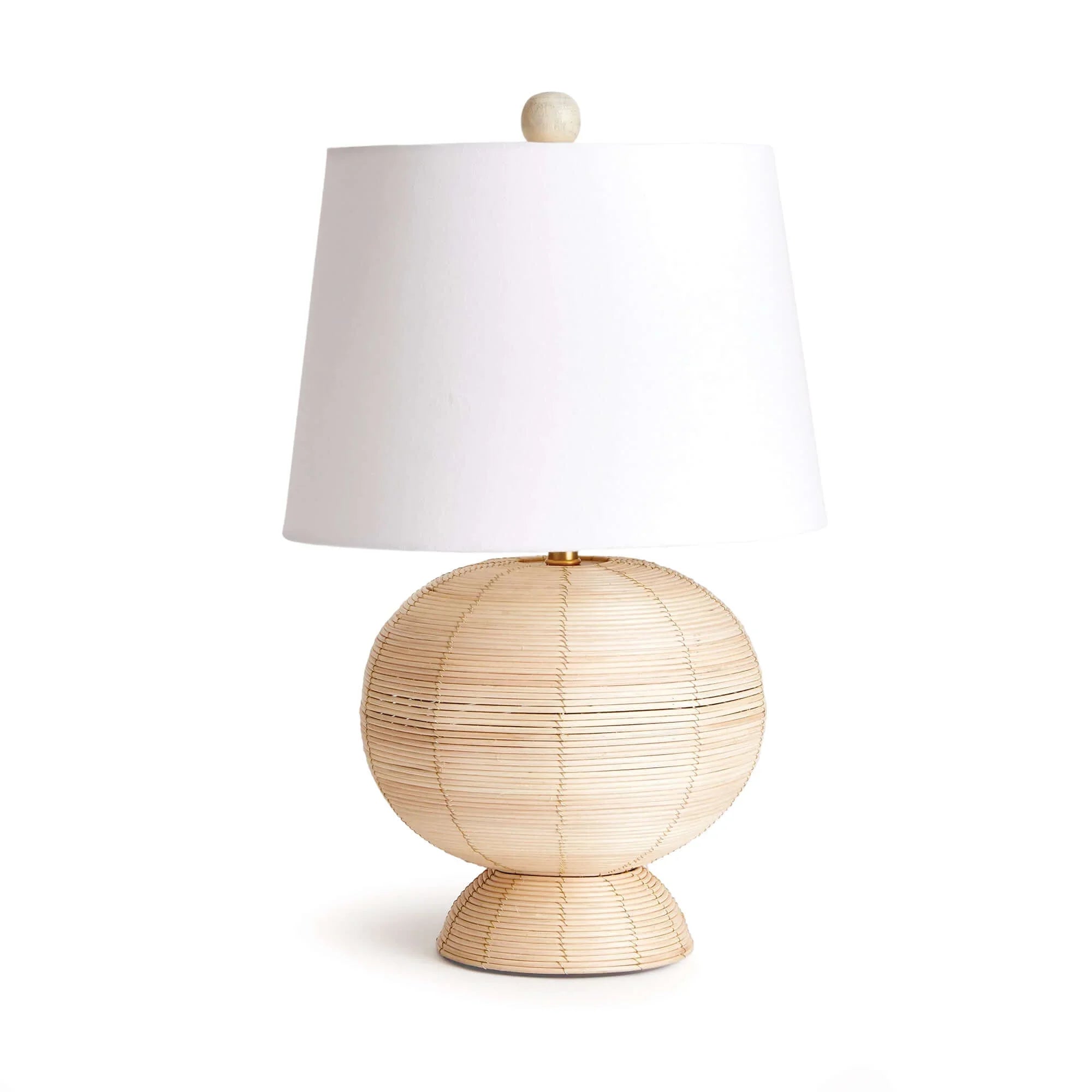 Boho Globe Rattan Lamp with Tapered White Shade Vintage Shopper