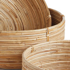 Boho Round Cane Rattan Nesting Bowls (Set of 3) Vintage Shopper
