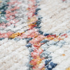 Boho Rug Cream Colorful Ethnic Diamond Pattern Ripped Design RugYourHome