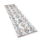 Boho Rug Cream Colorful Ethnic Diamond Pattern Ripped Design RugYourHome