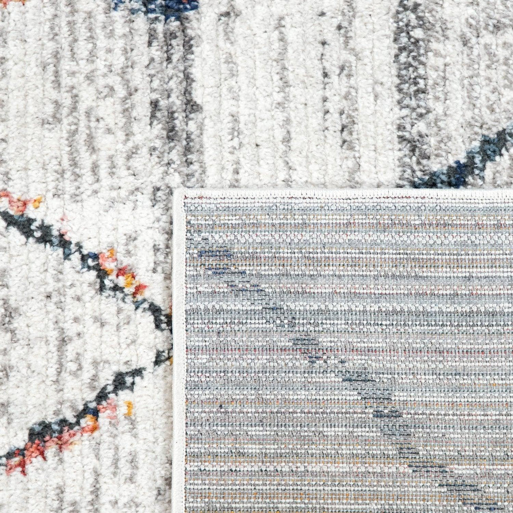 Boho Rug Cream Ethnic Diamond Pattern Modern Ripped Design RugYourHome