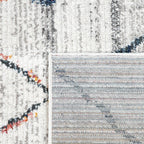 Boho Rug Cream Ethnic Diamond Pattern Modern Ripped Design RugYourHome