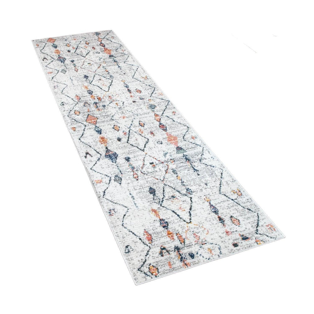 Boho Rug Cream Ethnic Diamond Pattern Modern Ripped Design RugYourHome