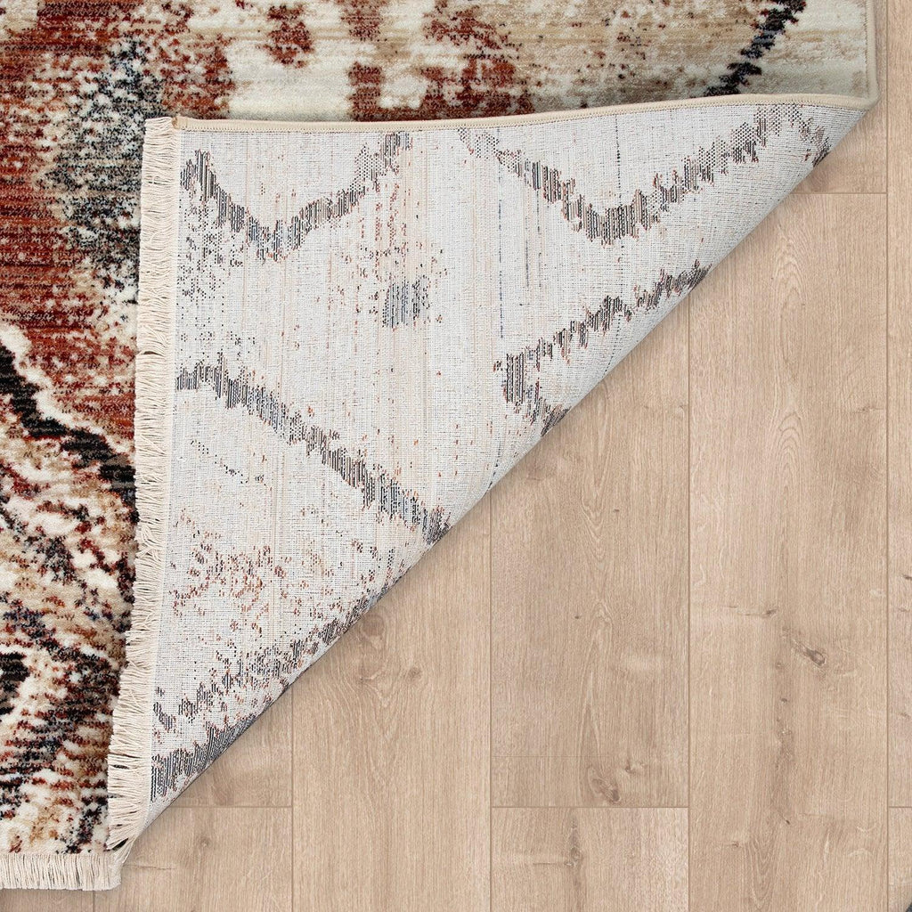 Boho Rug For Living Rooms Diamond Pattern Red Cream RugYourHome