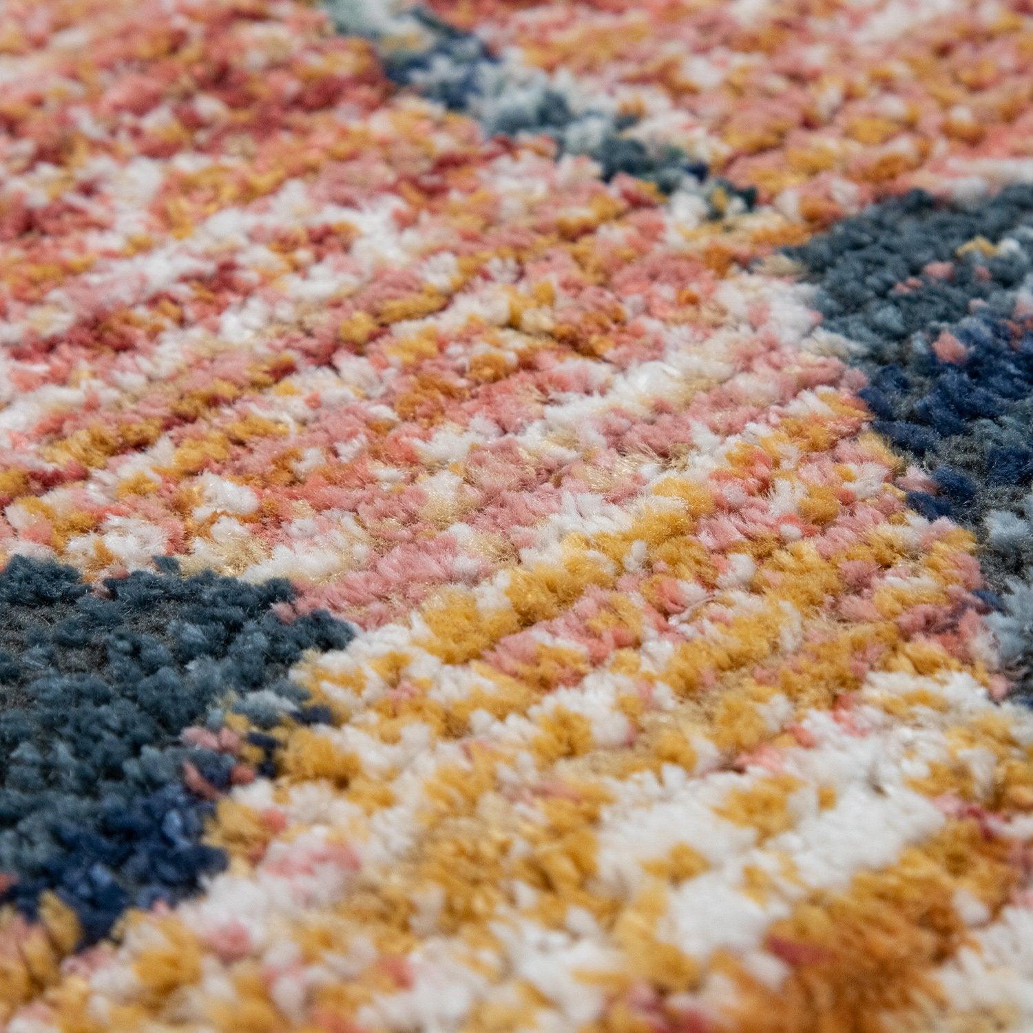 Boho Rug Red Ethnic Diamond Pattern Modern Ripped Design RugYourHome
