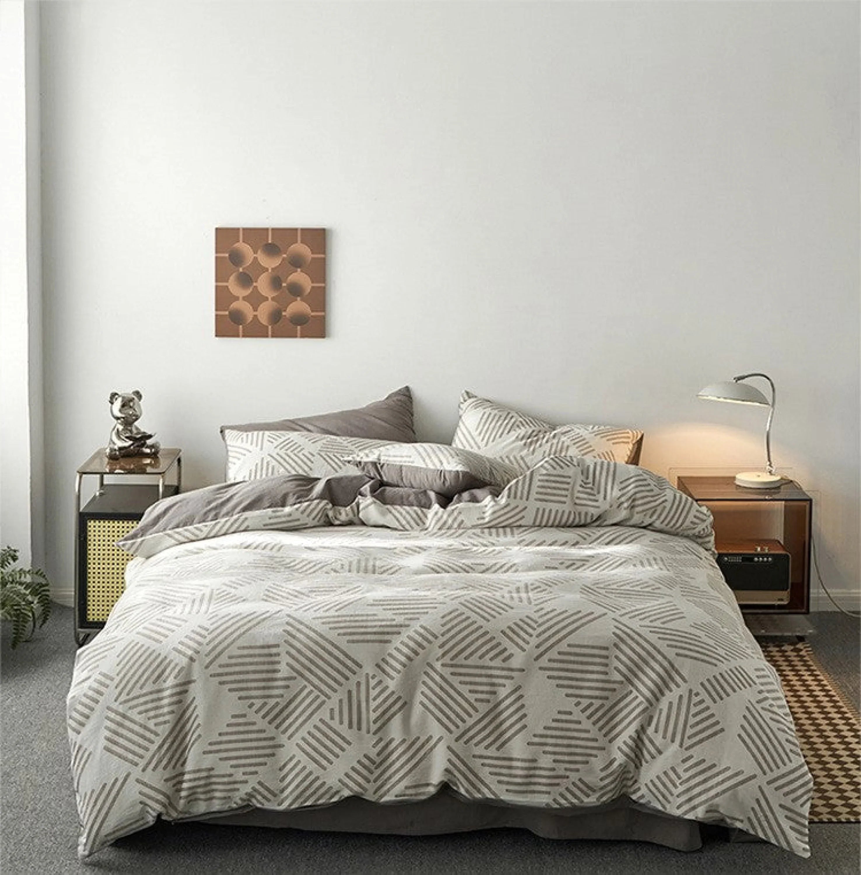 Boho Striped Bedding Set / Blue Ever Lasting