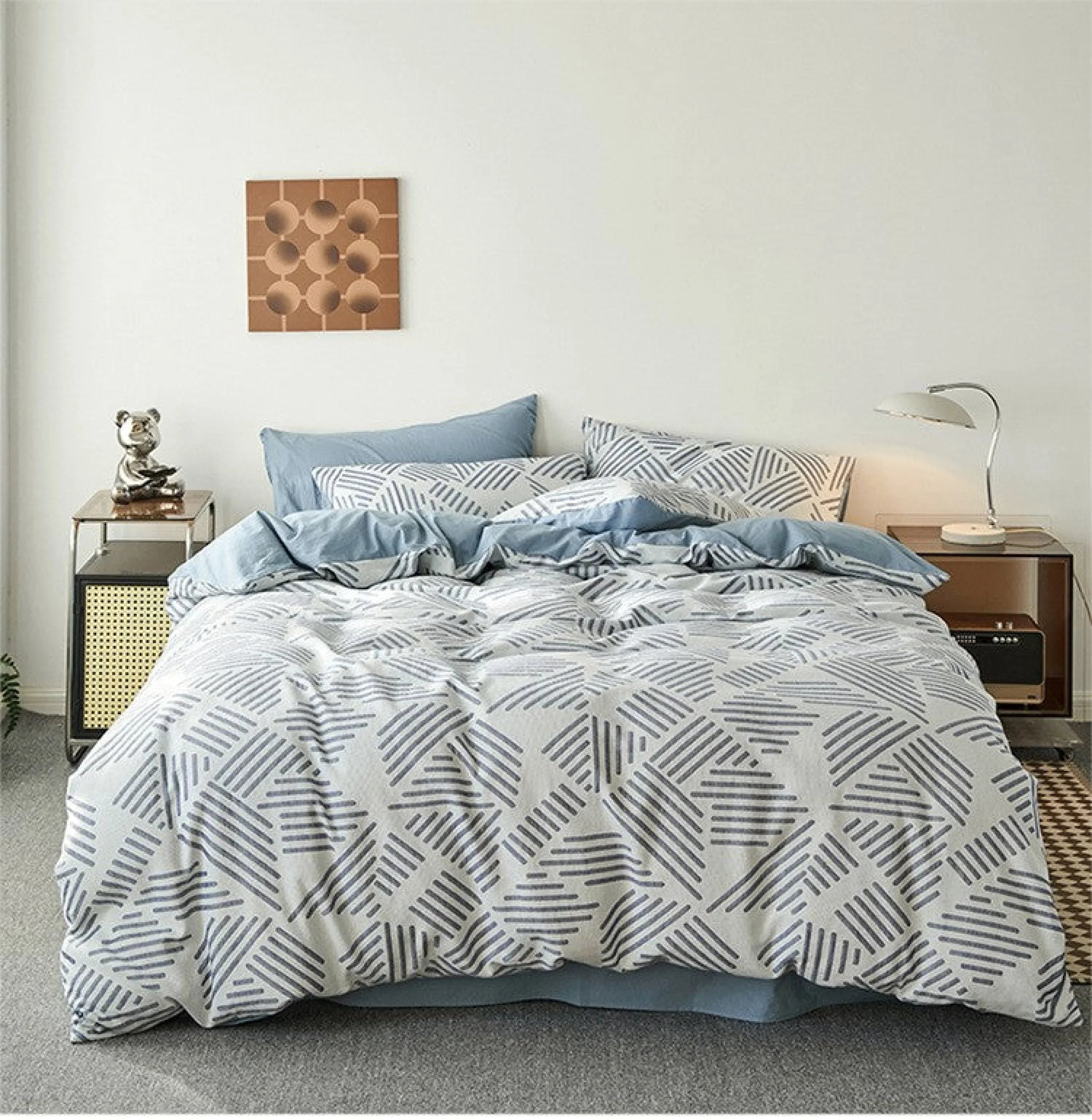Boho Striped Bedding Set / Blue Ever Lasting