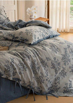 Bonnie Ribbon Bow Tie Floral Bedding Set / Blue Ever Lasting