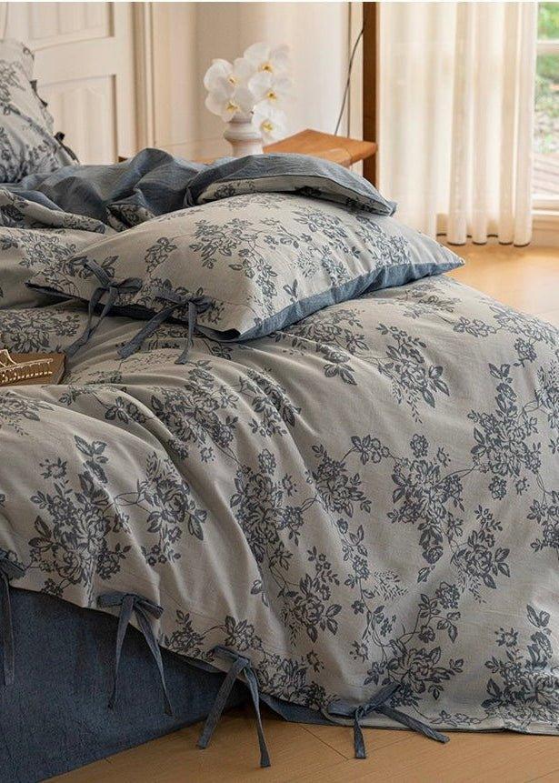 Bonnie Ribbon Bow Tie Floral Bedding Set / Brown Ever Lasting