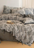 Bonnie Ribbon Bow Tie Floral Bedding Set / Brown Ever Lasting