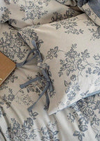 Bonnie Ribbon Bow Tie Floral Bedding Set / Light Gray Ever Lasting
