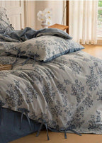 Bonnie Ribbon Bow Tie Floral Bedding Set / Light Gray Ever Lasting