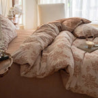 Bonnie Ribbon Bow Tie Floral Bedding Set / Khaki Ever Lasting
