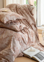 Bonnie Ribbon Bow Tie Floral Bedding Set / Light Gray Ever Lasting