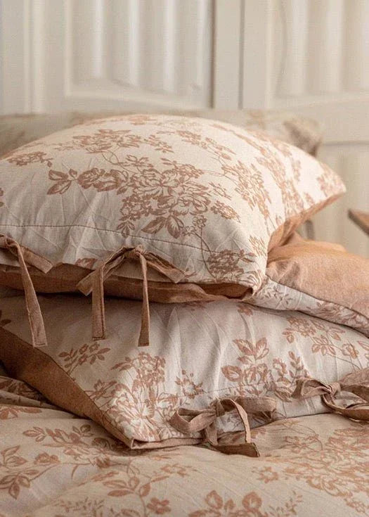 Bonnie Ribbon Bow Tie Floral Bedding Set / Light Gray Ever Lasting
