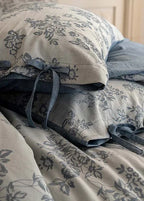 Bonnie Ribbon Bow Tie Floral Bedding Set / Light Gray Ever Lasting