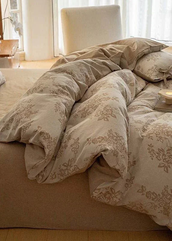 Bonnie Ribbon Bow Tie Floral Bedding Set / Light Gray Ever Lasting