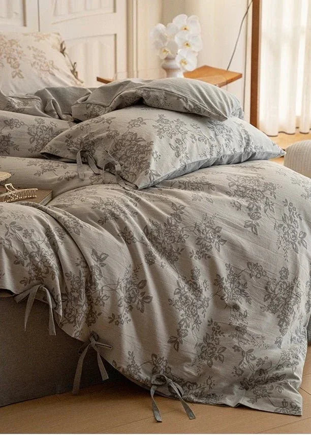 Bonnie Ribbon Bow Tie Floral Bedding Set / Pink Ever Lasting