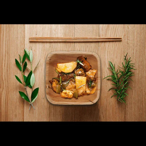 Bosnal - Palm Leaf Biodegradable Bowls, 5 inch, Square Bosnal