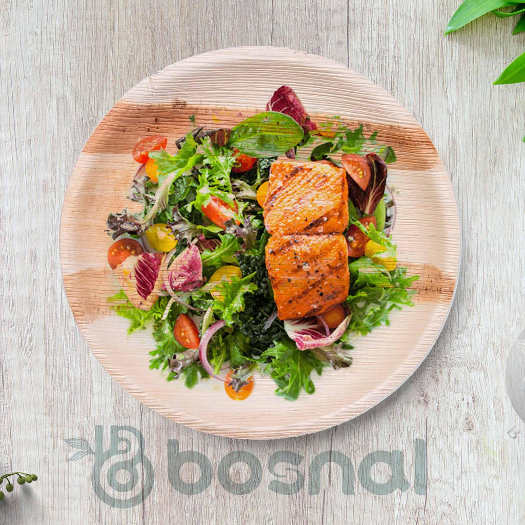 Bosnal - Palm Leaf Biodegradable Plates, 10 inch, Round Bosnal