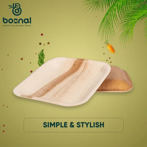 Bosnal - Palm Leaf Biodegradable Plates, 10 inch, Square Bosnal