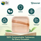 Bosnal - Palm Leaf Biodegradable Plates; 7 inch, Square Bosnal