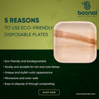 Bosnal - Palm Leaf Biodegradable Plates; 7 inch, Square Bosnal