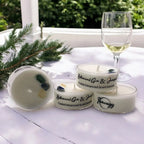 Clear glass tea light holder with crystal and white coconut-soy wax candle, botanical scent - House of Avana