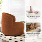 Modern Boucle Swivel Barrel Chair - No Assembly Required, 360-Degree Swivel Base, Plush Upholstered Seat with Soft Foam Padding, Easy-Clean Fabric Armchair for Living Room, Office, Bedroom - Brown Accent Chair, Wingback Desig House Of Avana