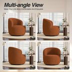 Modern Boucle Swivel Barrel Chair - No Assembly Required, 360-Degree Swivel Base, Plush Upholstered Seat with Soft Foam Padding, Easy-Clean Fabric Armchair for Living Room, Office, Bedroom - Brown Accent Chair, Wingback Desig House Of Avana