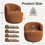 Brown boucle accent chair with 360-degree swivel base, upholstered in textured fabric - House of Avana