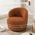 Brown boucle accent chair with 360-degree swivel base, upholstered in textured fabric - House of Avana