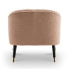Light brown boucle accent chair with textured upholstery, curved back - House of Avana