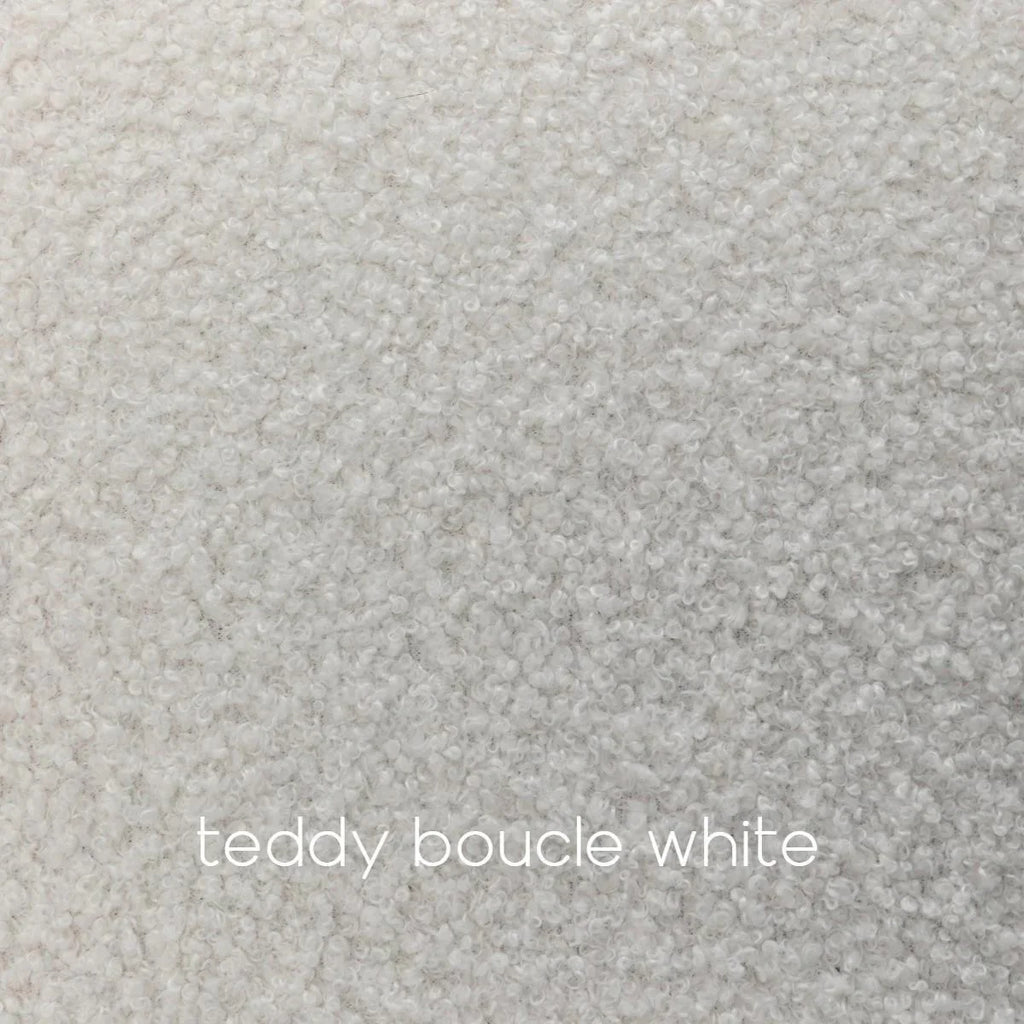 Teddy Boucle Fabric White 1 Seater Swivel Sofa with Footstool MIRIELLE House Of Avana