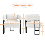 Costoffs Boucle Accent Chair Upholstered Armchair Vanity Chair with throw pillow & Adjustable Feet for Living Room/Bedroom/Home/Office/Small Space, White/Grey House Of Avana