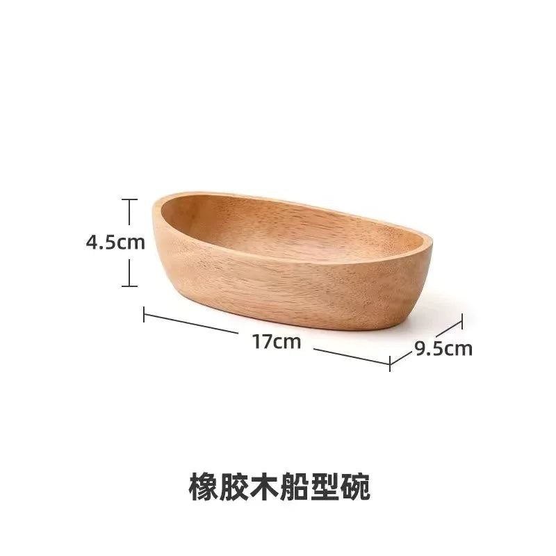 Solid Wood Square Bowl Creative Dessert Tray Sushi Boat Tableware, alternate view - House Of Avana