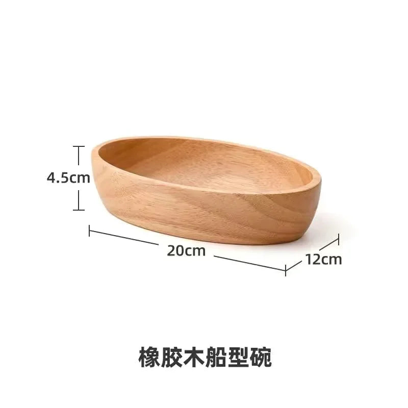 Solid Wood Square Bowl Creative Dessert Tray Sushi Boat Tableware, alternate view - House Of Avana