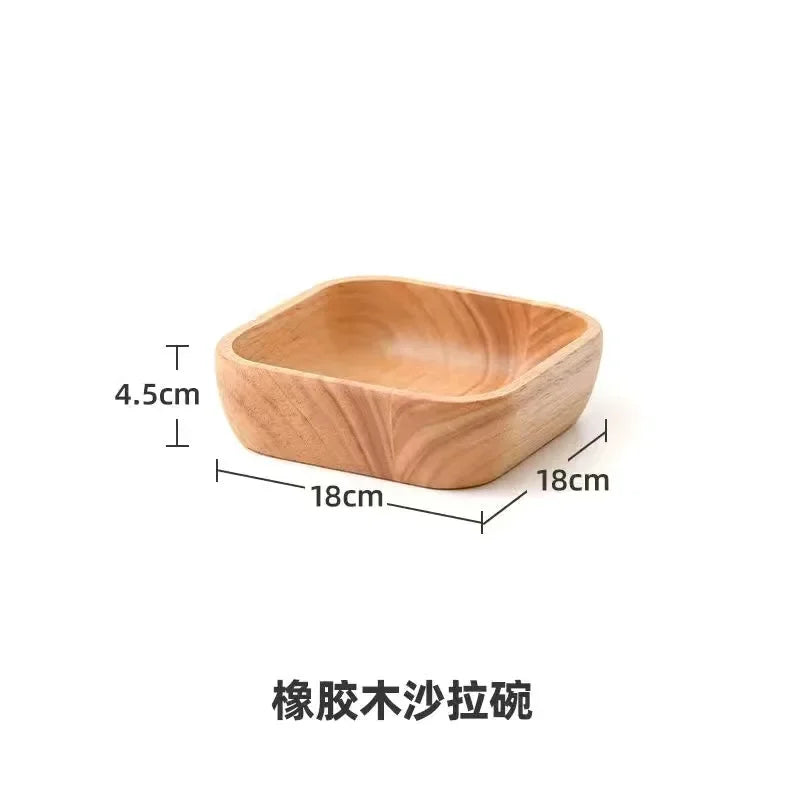 Solid Wood Square Bowl Creative Dessert Tray Sushi Boat Tableware, texture detail - House Of Avana