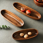 Creative Boat-shaped Wooden Bowl Household Solid Wood Oval Acacia Wood Dried Fruit Plate Snacks Snack... - House Of Avana