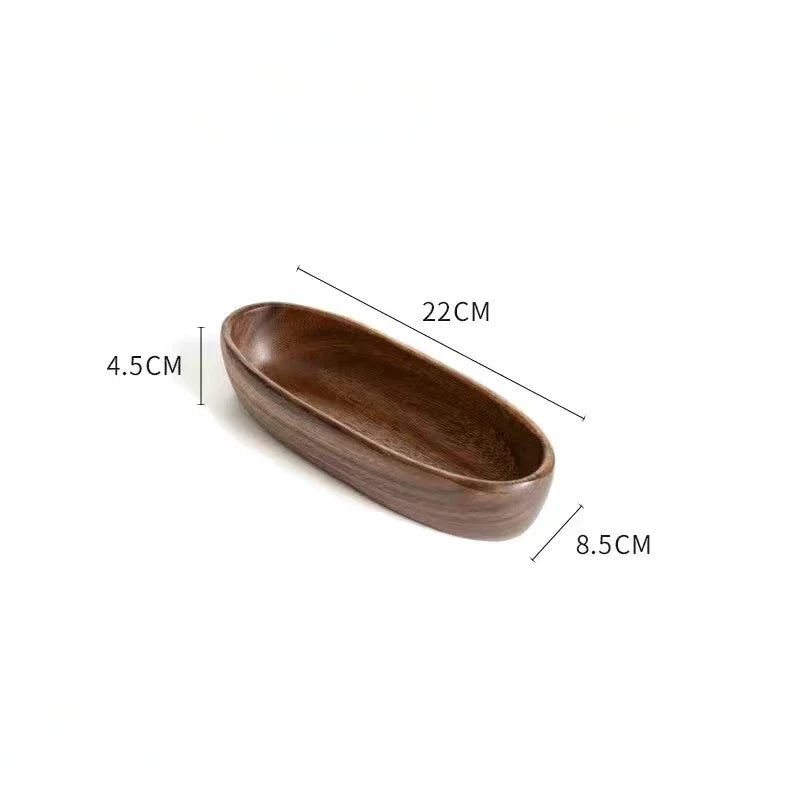 Creative Boat-shaped Wooden Bowl Household Solid Wood Oval Acacia Wood Dried Fruit Plate Snacks Snack... - House Of Avana