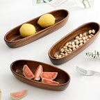 Creative Boat-shaped Wooden Bowl Household Solid Wood Oval Acacia Wood Dried Fruit Plate Snacks Snack... - House Of Avana