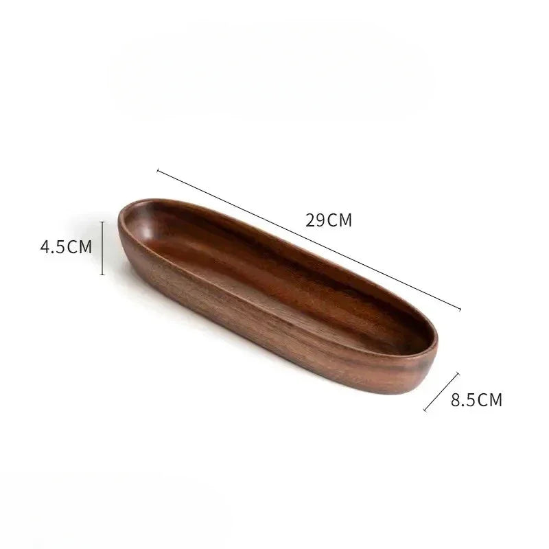 Creative Boat-shaped Wooden Bowl Household Solid Wood Oval Acacia Wood Dried Fruit Plate Snacks Snack... - House Of Avana